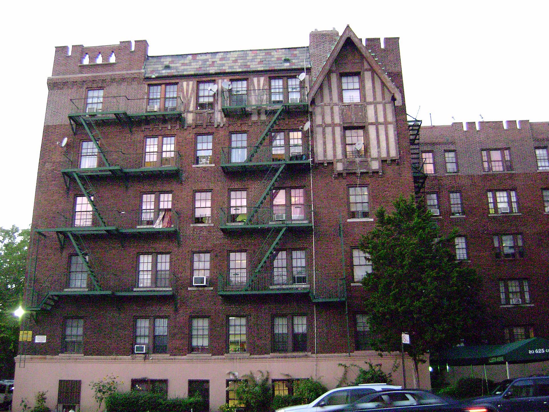 The brick buildings of the United Workers Cooperatives in the Bronx, New York